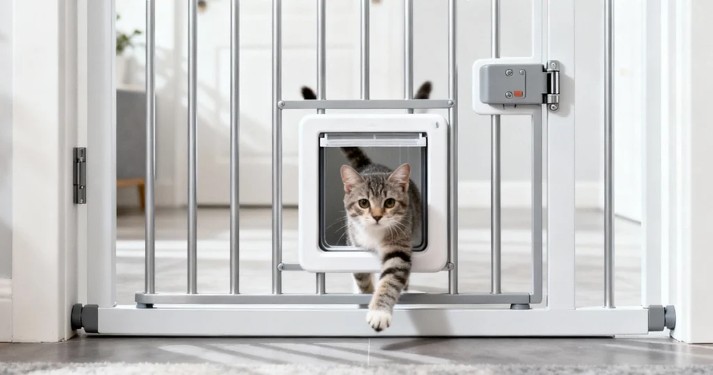 baby gate with cat door