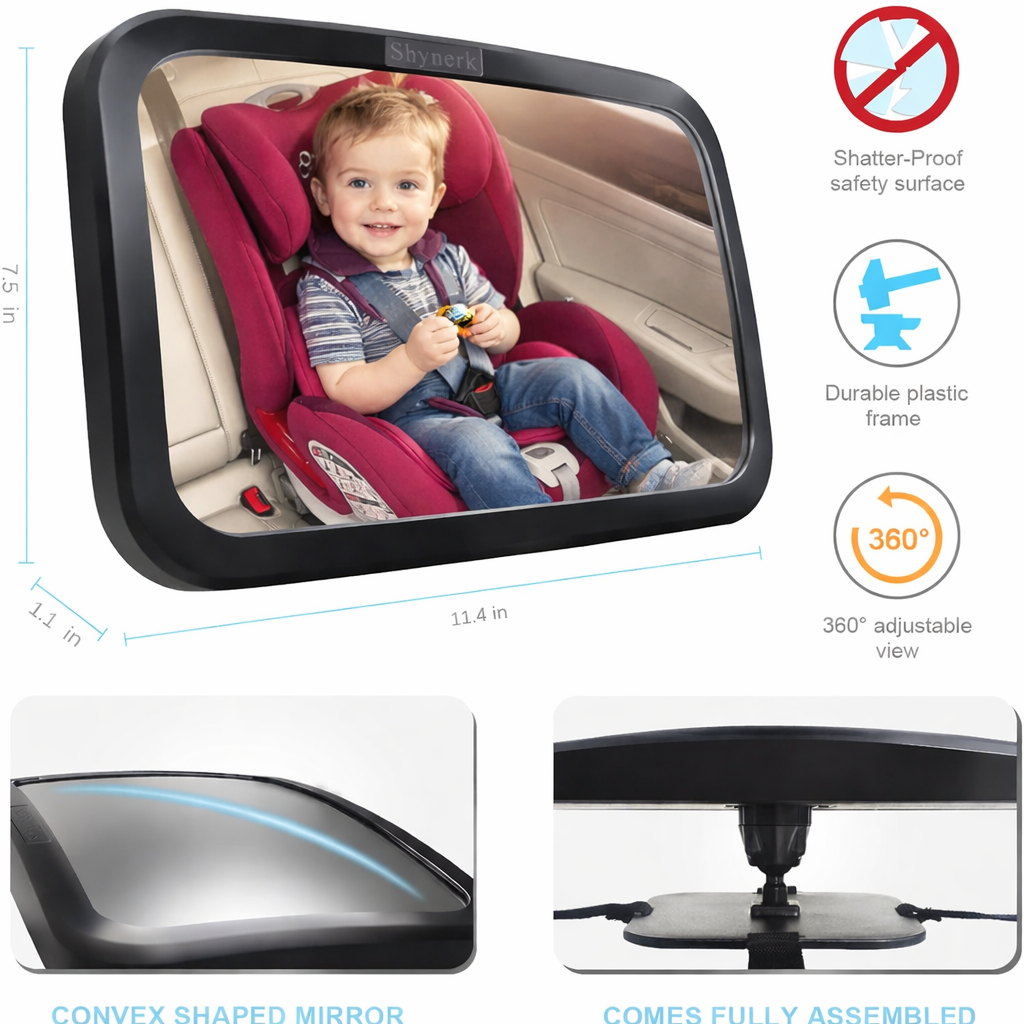 Car Mirror for Baby - Wide Angle Shynerk Car mirror for baby - Shynerk wide angle view
