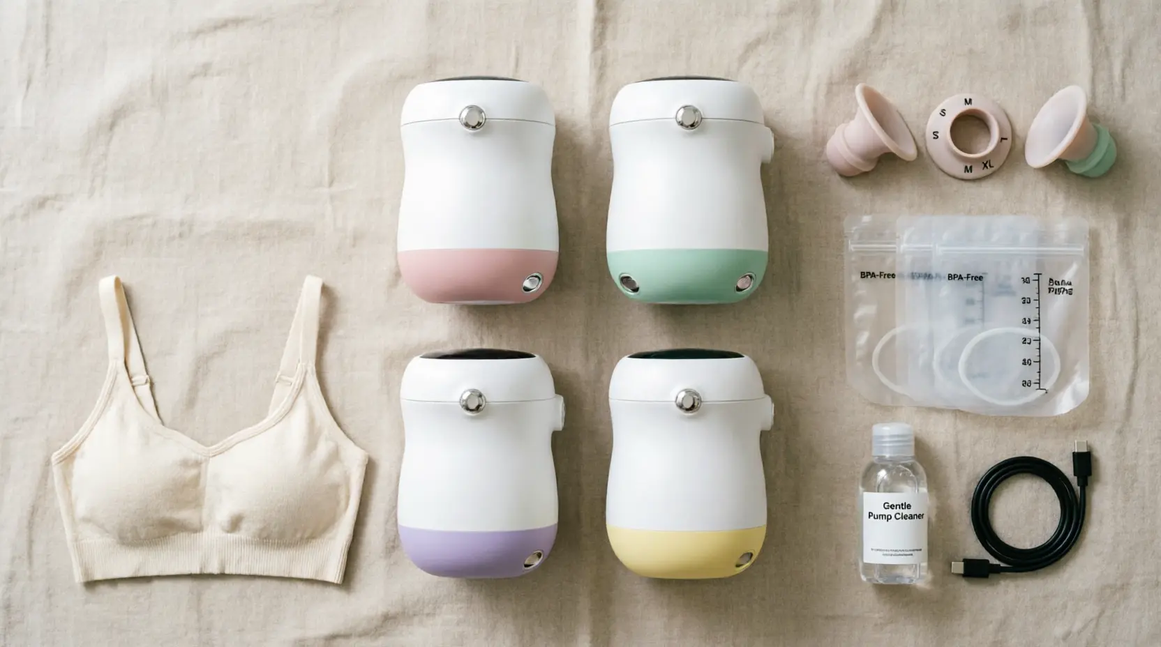 Elvie Stride Plus wearable breast pump with accessories